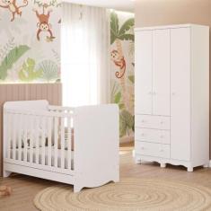 Imagem de Quarto Bebê Completo Berço Americano Ben 3 em 1 Guarda Roupas 3 Portas 3 Gavetas Junior 100% MDF