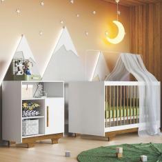 Imagem de Quarto de Bebê Completo Flocos 100% Mdf 1 Porta Branco/Ypê 4104 - Tigus Baby