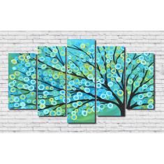 Imagem de Quadro Decorativo Arvore Turquesa Moderno 5 Peças
