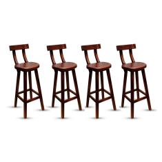 Imagem de Kit 4 Bancos Banqueta Alta Girafa De Madeira Com Encosto Imbuia - Viva Moveis