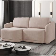 Imagem de Sofá Cama Modulado Retrátil e Reclinável Decorativo Varsóvia 176cm Veludo Rosê G33 - Gran Belo