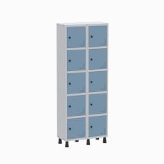 Imagem de Roupeiro Aço Light 2v 10 Portas Gr302/10 Cinza/Azul