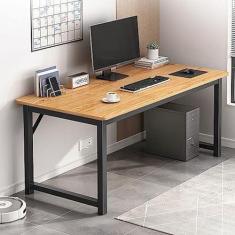 Imagem de Mesa de computador, mesa de escritório simples e moderna, escrivaninha de estudo, mesa de jogos para PC de trabalho resistente, mesa de trabalho ampla para escritório doméstico, nogueira, 12