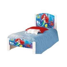 Imagem de Cama Solteiro Infantil Adesivada Pequena Sereia com Grade de Proteção