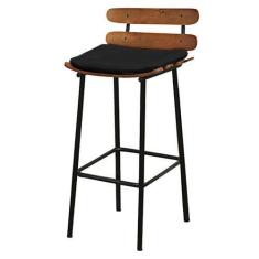 Imagem de Banqueta Alta Costela Decorativa Assento Em Tecido Linho - Neros Inter