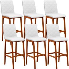 Imagem de Kit 06 Banquetas Altas Para Cozinha Sala de Jantar Fixa Zoe B04 Facto Branco - Lyam Decor