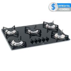 Imagem de Fogão Cooktop 5 Bocas à Gás Fischer Mesa Vidro Preto Bivolt, Bivolt