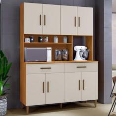 Imagem de Cozinha Compacta Fortaleza 8 Portas 2 Gavetas Nature/Off White - Kaiki
