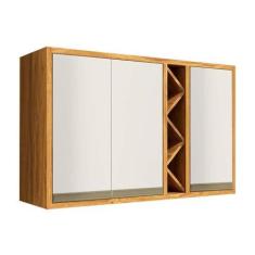 Imagem de Armário Aéreo P/ Cozinha Tempranillo C/ 3 Portas 120cm Amendoa/Off Whi