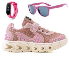 Imagem de Tenis Infantil Casual Jogger Meninas Escolar Basico + Oculos Relogio-Feminino