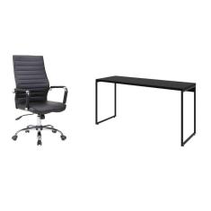 Imagem de conjunto de mesa studio 150 cm com cadeira de escritório diretor giratória cleaner preta
