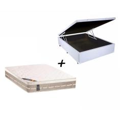 Imagem de Colchão Castor Casal Molas Premium Tecnopedic + Box Baú Casal Sintético Branco138x188