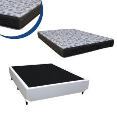 Imagem de Cama Box Casal Colchão Espuma D33 Bordado + Box Branca 50X138x188 - Sp