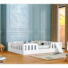 Imagem de Cama Infantil Helo Montessoriana Casal Branca Com Escorregador - Dival