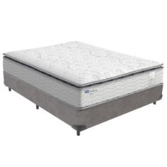 Imagem de Cama Box Casal e Colchão Molas Ensacadas Amsterdã Probel, Cinza