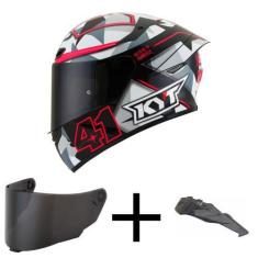Imagem de Capacete KYT TT Course Espargaro 18 Fuxia Mais Viseira Fumê e Spoiler 