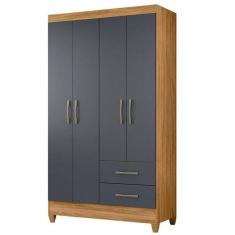 Imagem de Guarda Roupa Solteiro Chile 4 Portas 2 Gavetas 103cm Naturale Branco- Fabrica 1 Móveis
