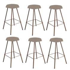 Imagem de Kit 06 Banqueta Alta Lari Eiffel Bronze Bege