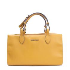 Imagem de BOLSA FEMININA EM COURO ALÇA DE MÃO ROSÉ COM AMARELO "FILIPA REGIS"-Feminino