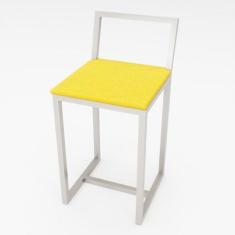 Imagem de Banqueta Baixa Para Cozinha Branca Assento Estofado Industrial - Don C