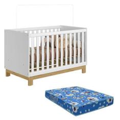 Imagem de Berço Americano 4315 Q Encanto Slim Branco Acetinado com Colchão Ortob