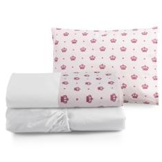 Imagem de Jogo de Lençol Mini Cama 3 pçs 100% Algodão Rose Poá Moderno