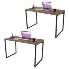 Imagem de Kit 2 Mesas de Escritório Office 135cm Estilo Industrial Prisma C08 Nogal - Mpozenato