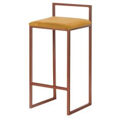 Imagem de Banqueta Decorativa Jasmine Base Bronze Suede Mostarda