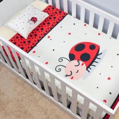 Imagem de Jogo De Lençol De Berço 3 Peças Infantil Bebê Joaninha