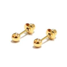 Imagem de Brinco De Ouro 18K Segundo Furo Ou Infantil Bola 3mm - Agaprime Joias