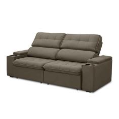 Imagem de Sofá Retrátil Reclinável 3 Lugares 250cm Ginevra F05 Veludo Castor - Mpozenato