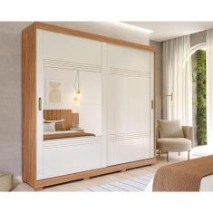 Imagem de Guarda Roupa Casal 2 Portas E 4 Gavetas c/ 1 Espelho E Pés Blumenau Cinamomo/Off White - Panan