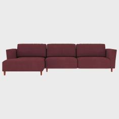 Imagem de Sofá 310cm com Chaise Esquerda Franz Suede Bordô G52 - Gran Belo