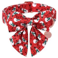 Imagem de UP URARA PUP Coleira de Natal para cães com gravata borboleta, coleira de Natal para filhotes, meninas, meninos, cães ou gatos, gravata borboleta com fivela de metal durável, coleira fofa para animais