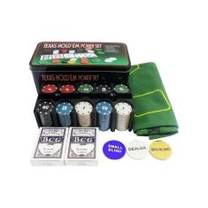 Imagem de Conjunto de poker: jogo de tabuleiro, 200 fichas, cartas de baralho, fichas