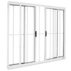 Imagem de Janela Vitro 4 Folhas Com Grade Alum nio Branco - 1,00(a) X 1