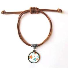 Imagem de DIYthinker Pulseira de couro verde laranja para pintura de plantas de flor verde pulseira pulseira de couro marrom joia presente