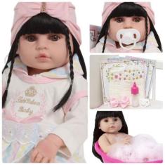 Imagem de Boneca Tipo Reborn Pode Banho Princesa 100% Vinil Siliconado - Cegonha