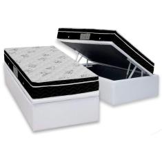 Imagem de Cama Box Baú Solteiro: Colchão Molas Bonnel Ortobom Nanolastic Physical Spring + Base Crc Courano White(88x188)