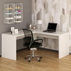 Imagem de Mesa para Escritório em L Angular Me4116 com Cadeira Diretor Tela Mesh Tok 3310 Branco