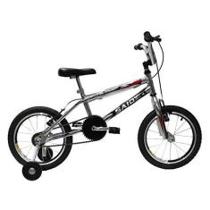 Imagem de Bicicleta Infantil Aro 16 Freios V-brake Com Rodinhas Cross Saidx (Cromado)