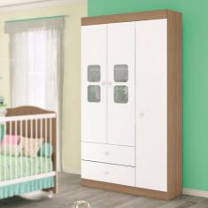 Imagem de Guarda Roupa Infantil Xodó 3 Portas Branco/Almendra Estrela - Móveis E