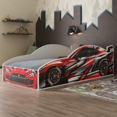 Imagem de Cama Carro 100% MDF Infantil Montessoriana Para Colchão 88x188cm Multimóveis MP4318 Vermelho