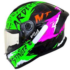 Imagem de Capacete Masculino MT Stinger 2 Ardent Esportivo Moto, Preto rosa verd
