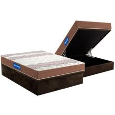 Imagem de Cama Box Baú Casal: Colchão Espuma Probel D28 Guarda Costas Double Face + Base Brown(138X188)