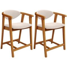 Imagem de Kit 02 Banquetas Baixa Cozinha Sala de Jantar Bancada Cecília L02 Sued