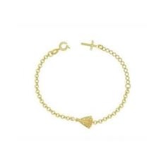 Imagem de Pulseira Folheada N Sr Aparecida Alongador Com Cruz