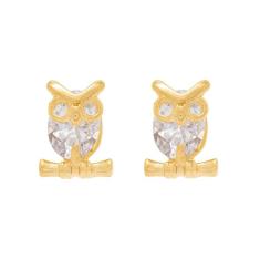 Imagem de Brinco Rommanel Banhado Ouro Pequena Coruja De Zircônias Adulto / Infantil 525363