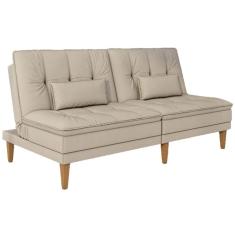 Imagem de Sofá Cama Pietra 3 Lugares com Encosto Reclinável 190cm Tecido Suede Matrix Cor Bege