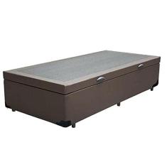 Imagem de Cama Box Baú Solteirão King Blindado Sintético Marrom (42x96x203)